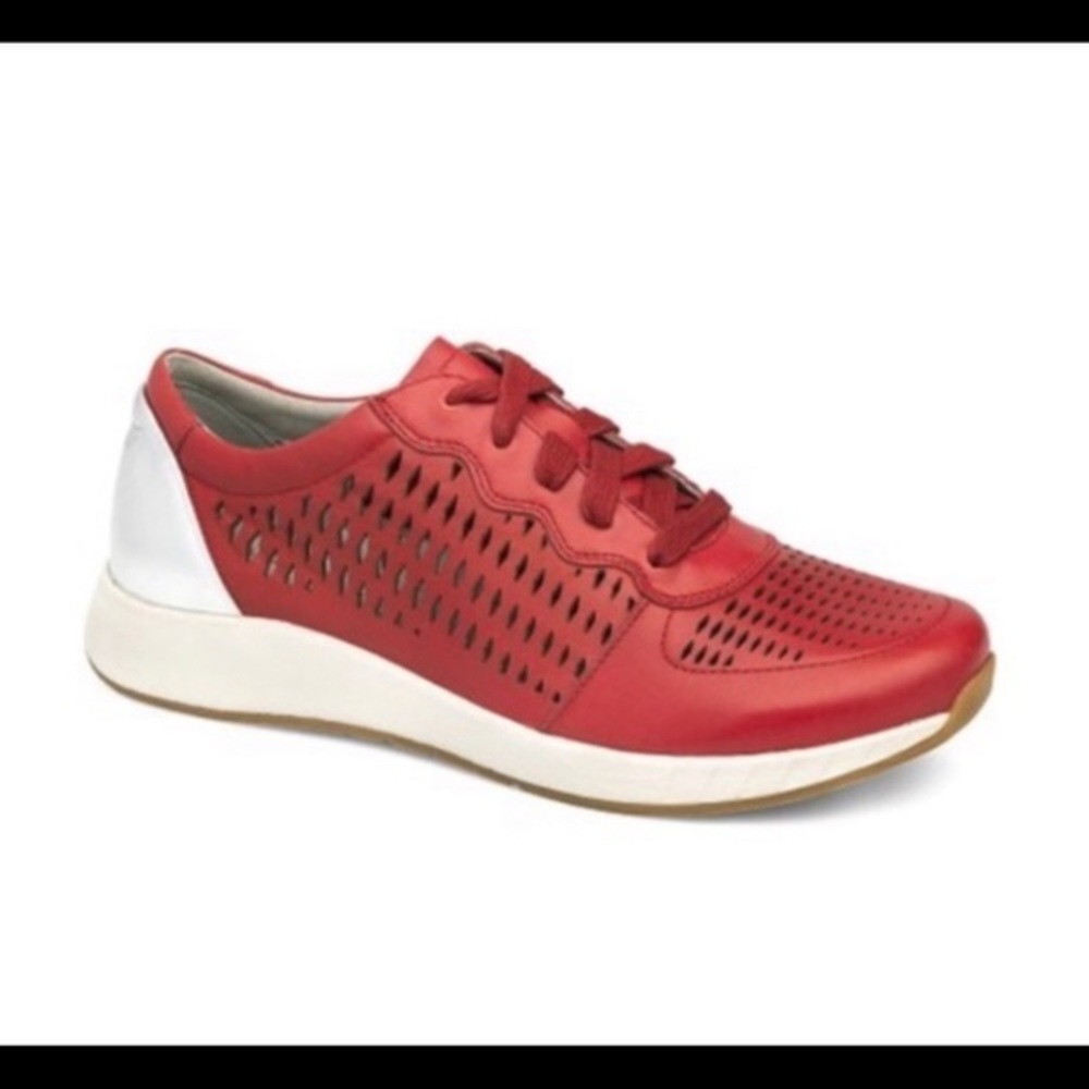 Dansko Charlie Perforated Sneaker Red Leather